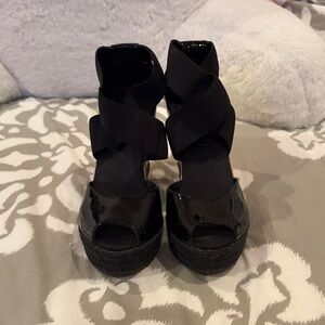 Ralph Lauren Black Patent Wedge Sandals - I accept offers